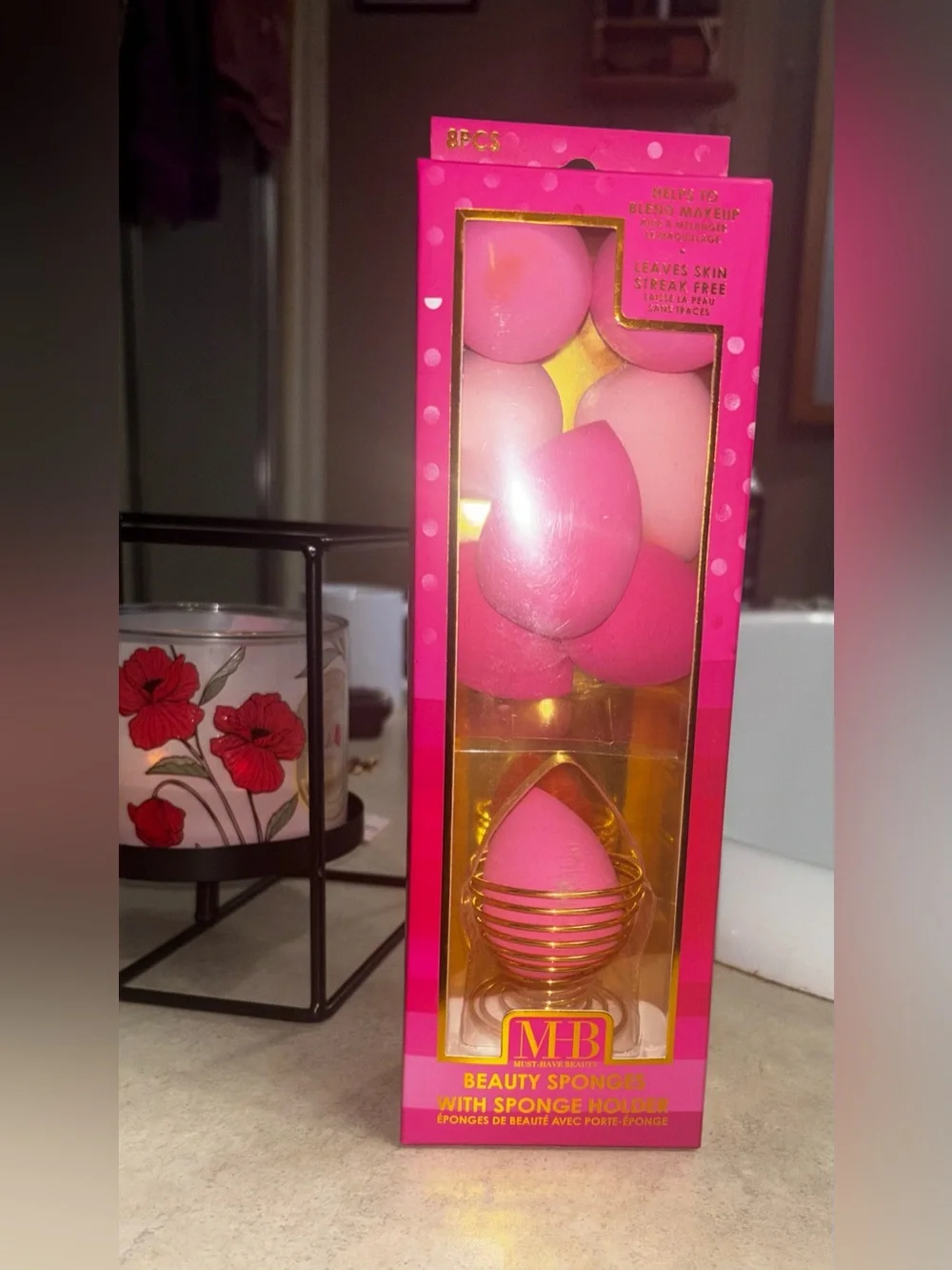 Pink Blending Sponge Set with Gold Holder